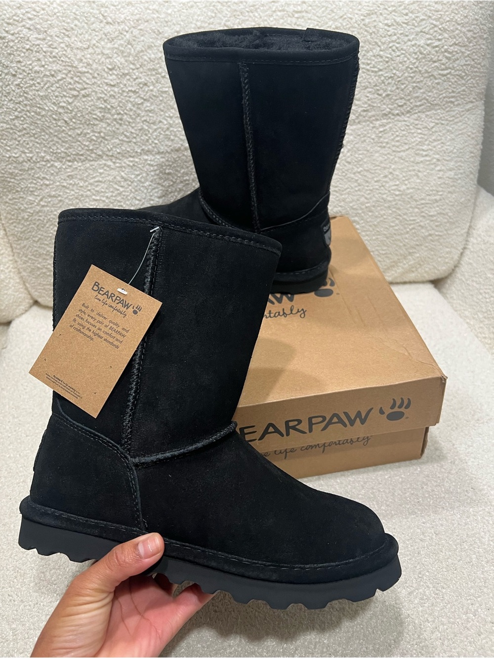 BearPaw Women's Black Suede Short Boot